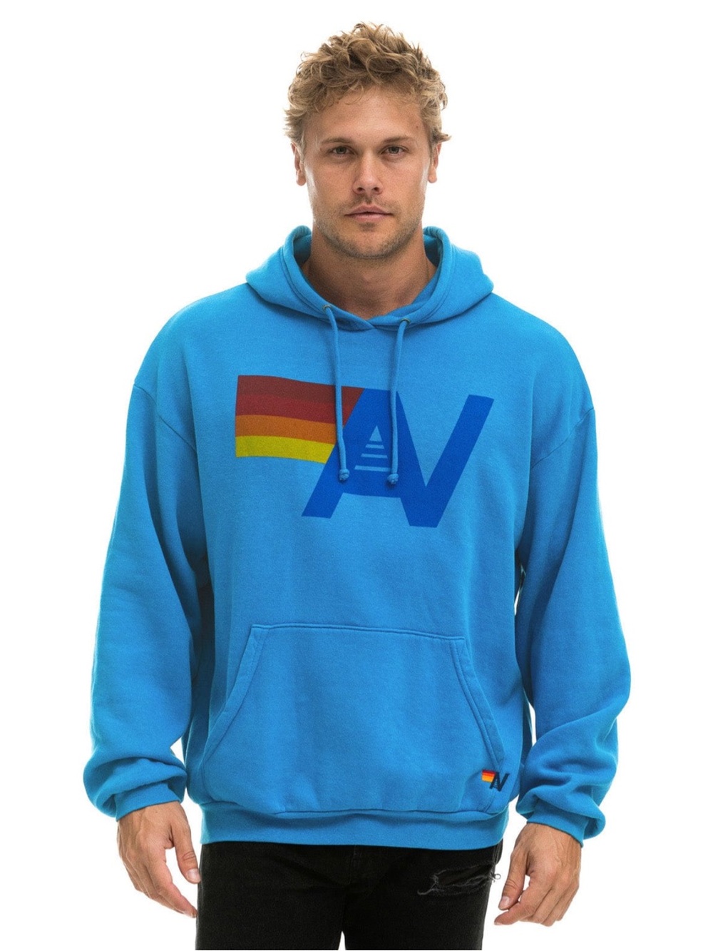 NWT - Aviator Nation - Relaxed Logo Pullover Hoodie - cobalt